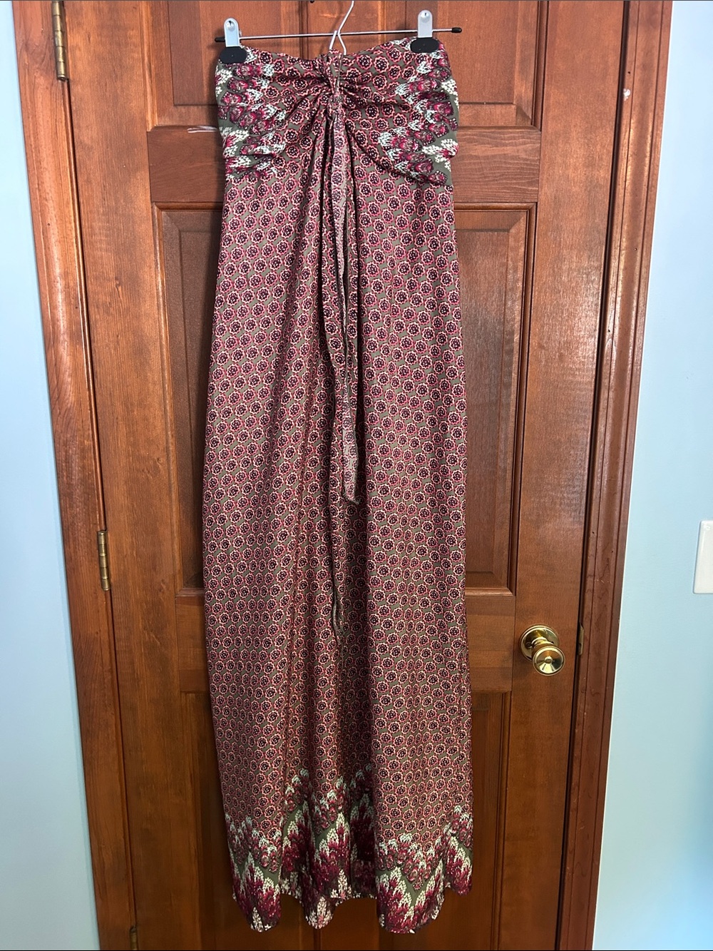 Strapless Red Printed Palazzo Jumpsuit